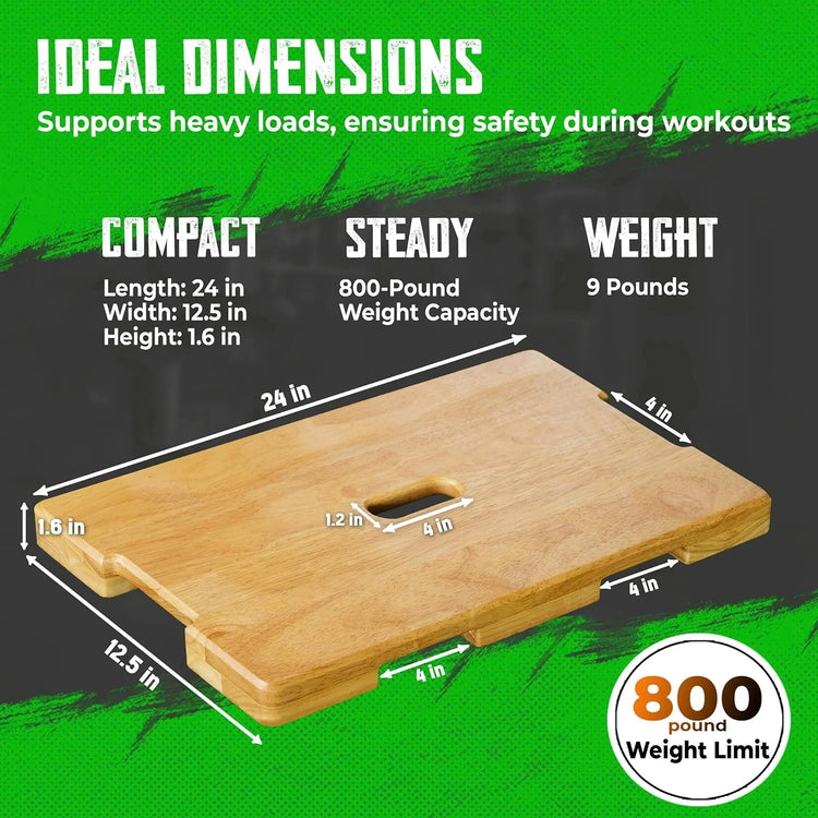 Wood Fitness Board, Exercise Platform or Wooden Exercise Board for Resistance Band Exercises, Resistance Band Workout, Stretching, Strength, Flexibility and Balance for Total Body Home Gym