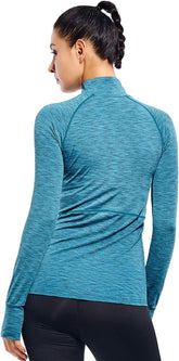Womens Quarter Zip Long Sleeve Workout Tops 1/4 Zip Running Pullover