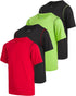 Boys Youth Dry Fit T-Shirt - 4 Pack Active Athletic Performance Short Sleeve Shirts for Teens (Sizes: 4-18)