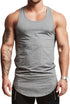 Mens Essential Longline Workout Stringer Cotton Tank Tops Gym Shirts Sports Vest T04