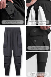 Mens Lightweight Joggers Pants, Cargo Athletic Sweatpants for Men, Slim Workout Pants with Pockets