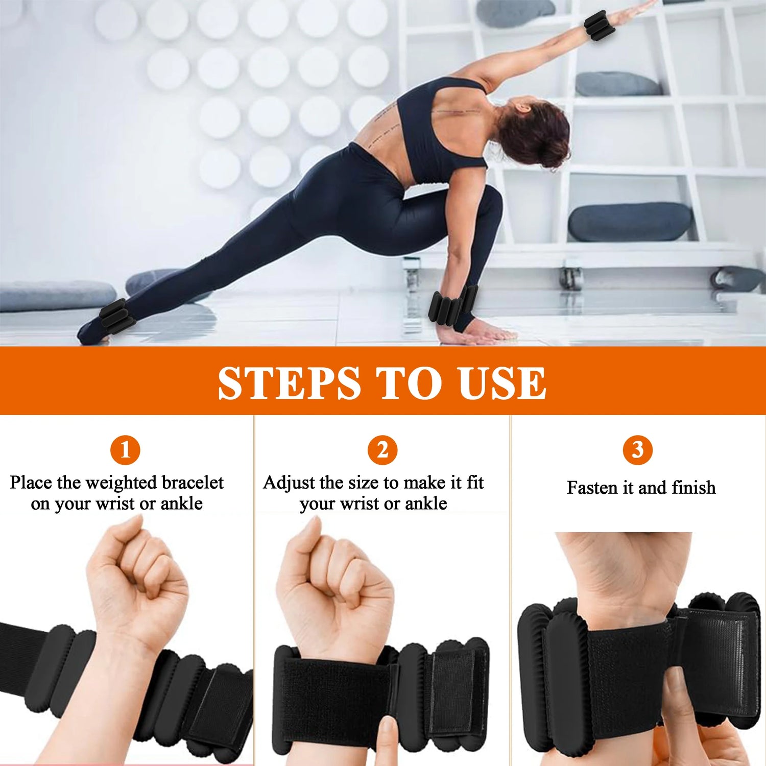 Ankle Wrist Weights Set, Adjustable Strength Leg Weights Set of 2 (1Lb Each), Wearable Wrist Leg Arm Weights for Yoga, Walking