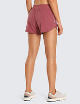 Womens Athletic Running Shorts with Zip Pocket, 4" Mid-Waist Mesh Liner Gym Workout Shorts