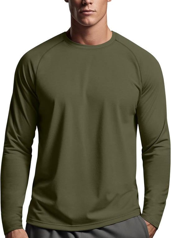 Mens Long Sleeve Workout Shirts Moisture Wicking Running Athletic Sport Performance T-Shirt Lightweight SPF Sun Shirt