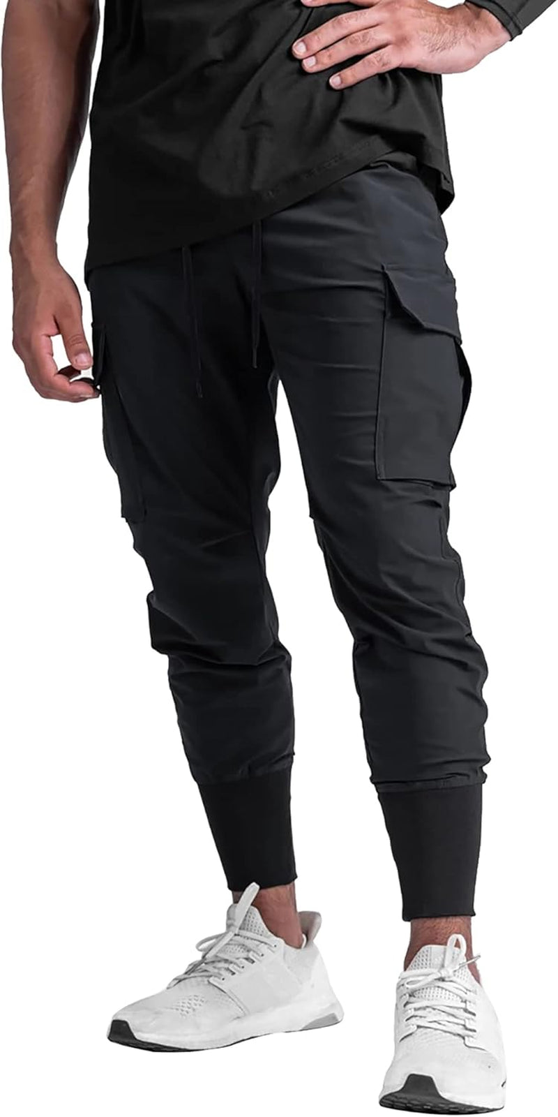 Mens Lightweight Joggers Pants, Cargo Athletic Sweatpants for Men, Slim Workout Pants with Pockets
