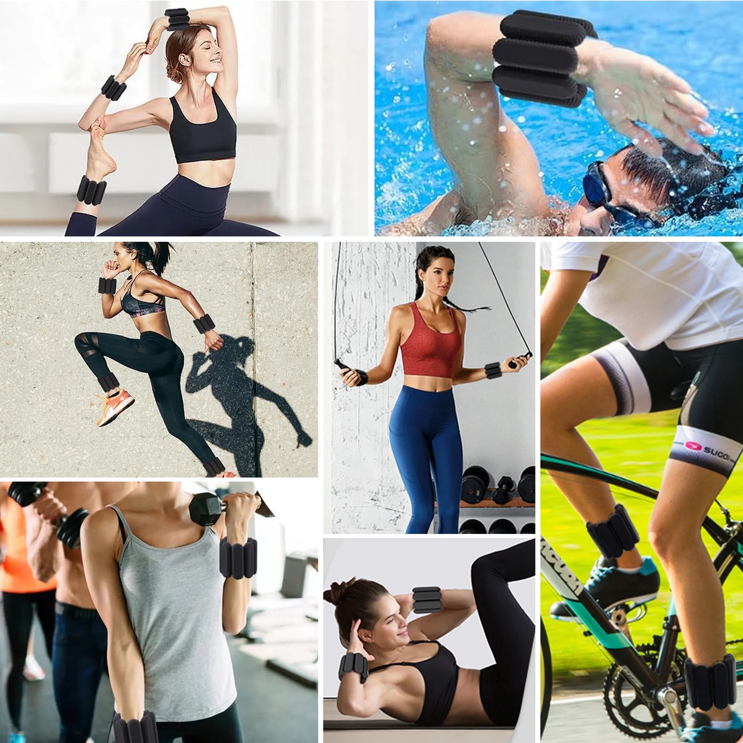 Ankle Wrist Weights Set, Adjustable Strength Leg Weights Set of 2 (1Lb Each), Wearable Wrist Leg Arm Weights for Yoga, Walking