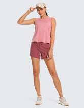 Womens Athletic Running Shorts with Zip Pocket, 4" Mid-Waist Mesh Liner Gym Workout Shorts