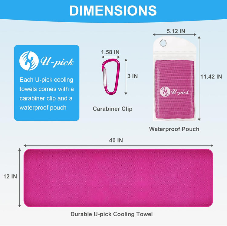 Cooling Towel(40"X12"), Breathable Cooling Towels for Neck and Face, Cool down Sweat Rags for Hot Weather, Gym, Yoga, Softball, Baseball, Sports, Athletes, Camping 6 Packs