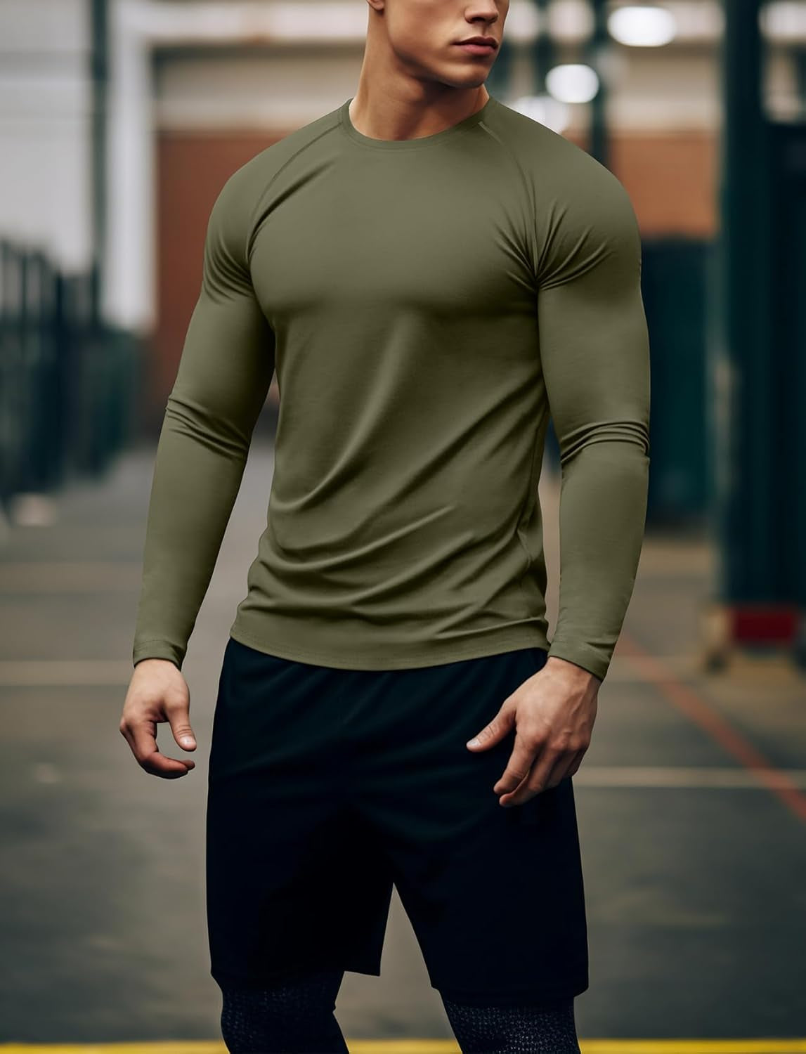 Mens Long Sleeve Workout Shirts Moisture Wicking Running Athletic Sport Performance T-Shirt Lightweight SPF Sun Shirt