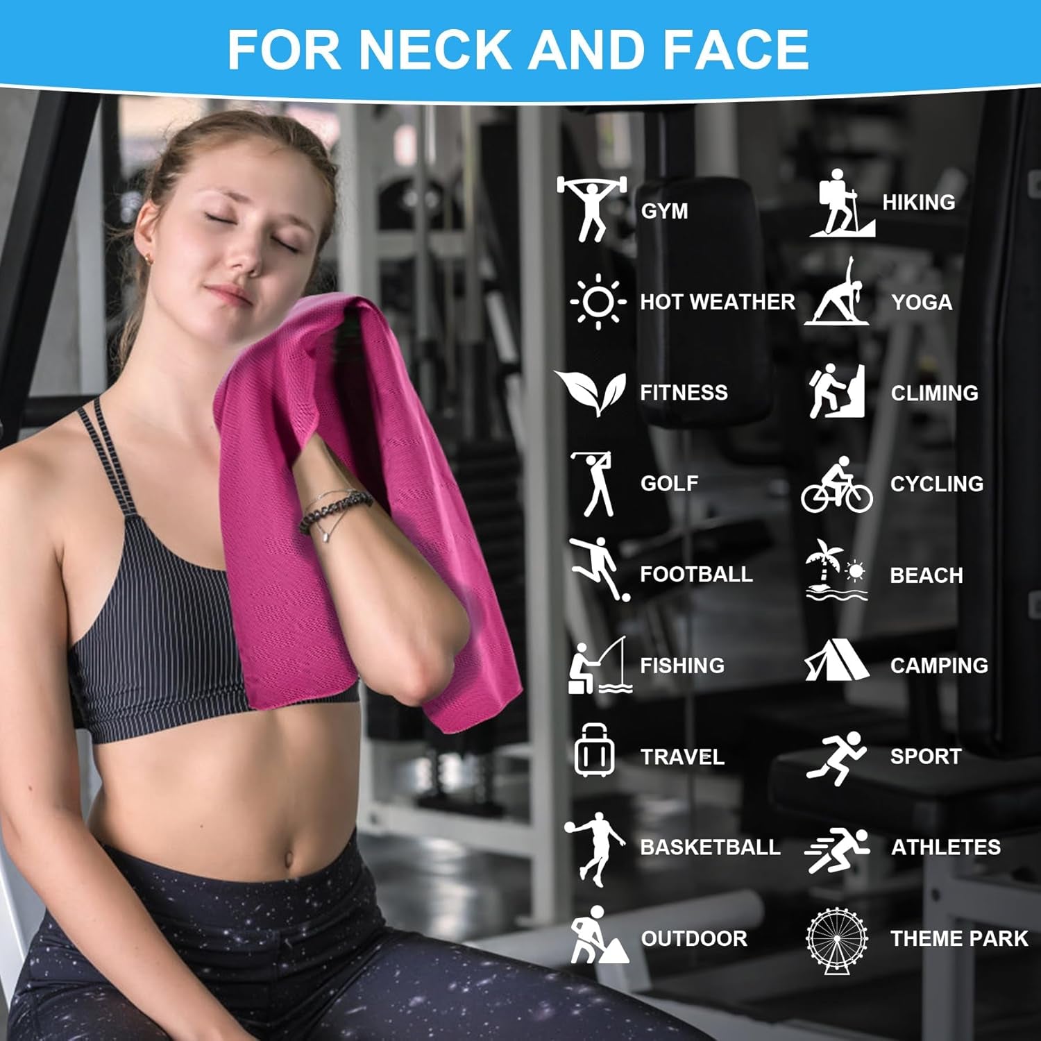 Cooling Towel(40"X12"), Breathable Cooling Towels for Neck and Face, Cool down Sweat Rags for Hot Weather, Gym, Yoga, Softball, Baseball, Sports, Athletes, Camping 6 Packs