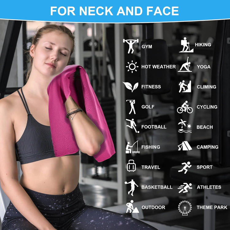 Cooling Towel(40"X12"), Breathable Cooling Towels for Neck and Face, Cool down Sweat Rags for Hot Weather, Gym, Yoga, Softball, Baseball, Sports, Athletes, Camping 6 Packs