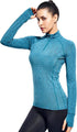 Womens Quarter Zip Long Sleeve Workout Tops 1/4 Zip Running Pullover