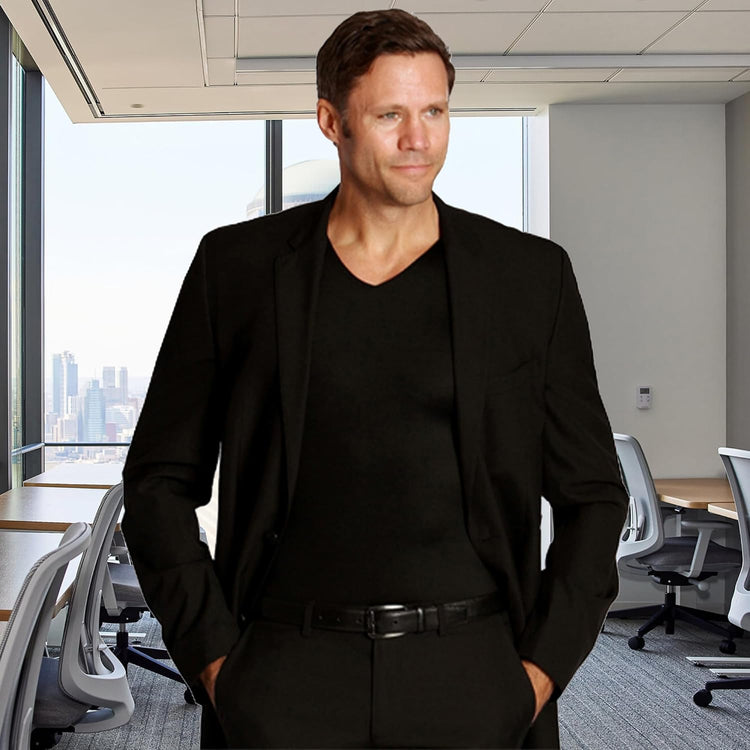 - Made in USA - Men’S Slimming Compression Body Shaper V-Neck for Back Support, Gynecomastia & Hernias