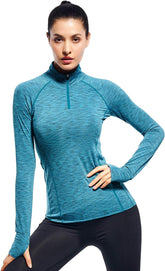 Womens Quarter Zip Long Sleeve Workout Tops 1/4 Zip Running Pullover