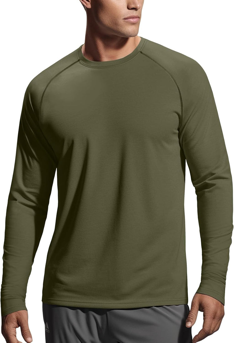 Mens Long Sleeve Workout Shirts Moisture Wicking Running Athletic Sport Performance T-Shirt Lightweight SPF Sun Shirt
