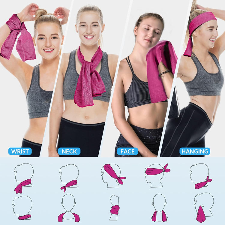 Cooling Towel(40"X12"), Breathable Cooling Towels for Neck and Face, Cool down Sweat Rags for Hot Weather, Gym, Yoga, Softball, Baseball, Sports, Athletes, Camping 6 Packs