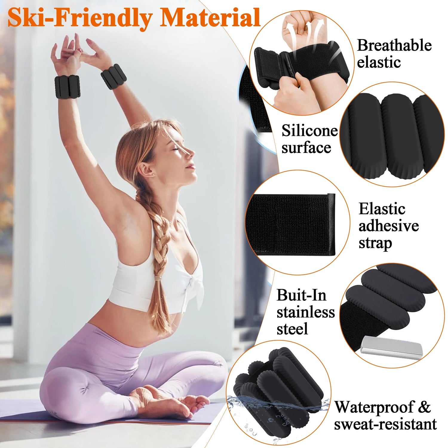 Ankle Wrist Weights Set, Adjustable Strength Leg Weights Set of 2 (1Lb Each), Wearable Wrist Leg Arm Weights for Yoga, Walking